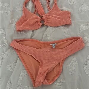 BECCA Women's Peach Textured Bikini Set - Unbranded